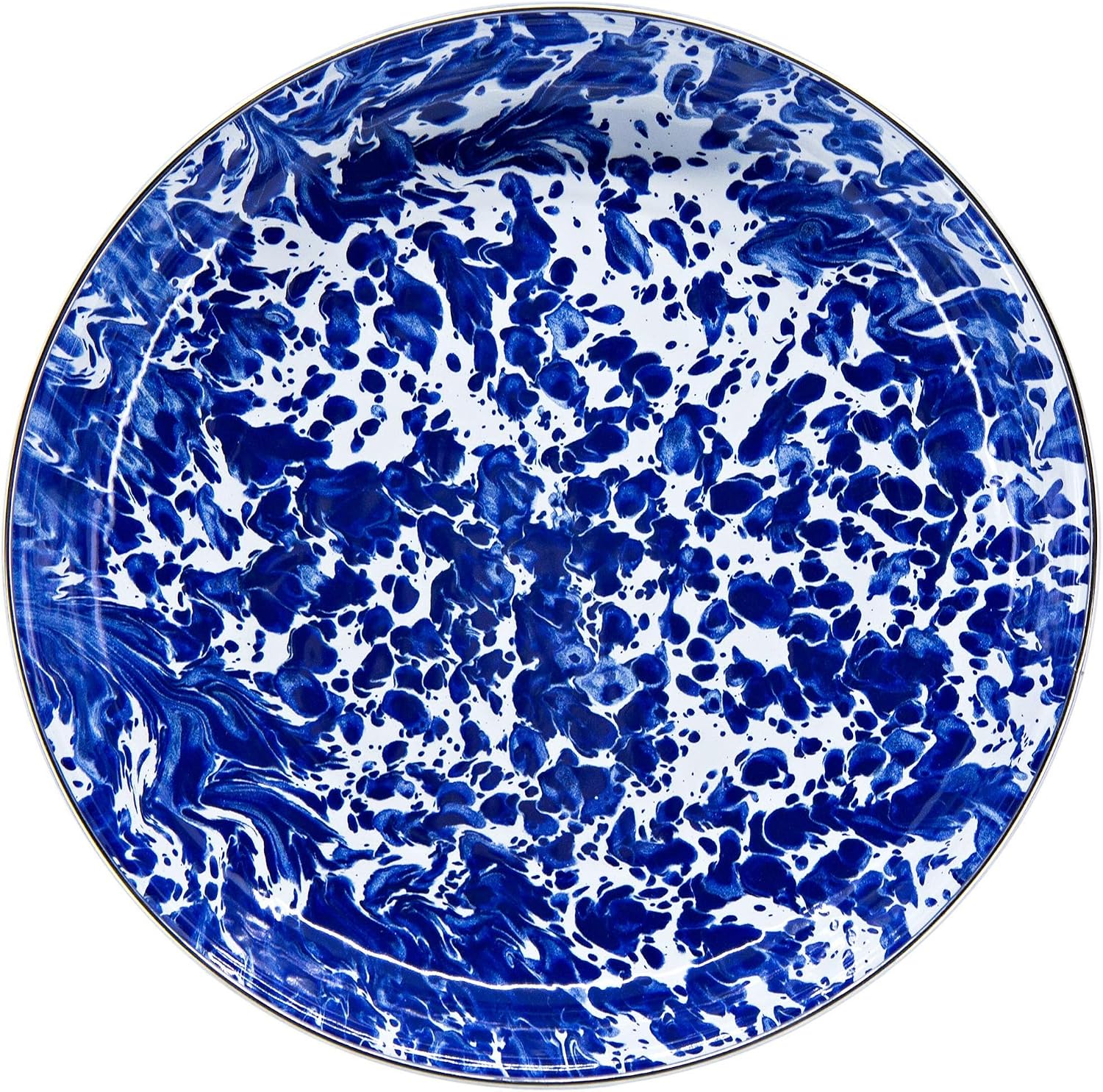 Golden Rabbit Enamelware Pasta Plates, 10 inch, Cobalt Swirl, Set of 4