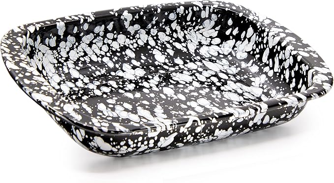 Golden Rabbit Enamelware Baking Pan, 3 quart, Black Swirl