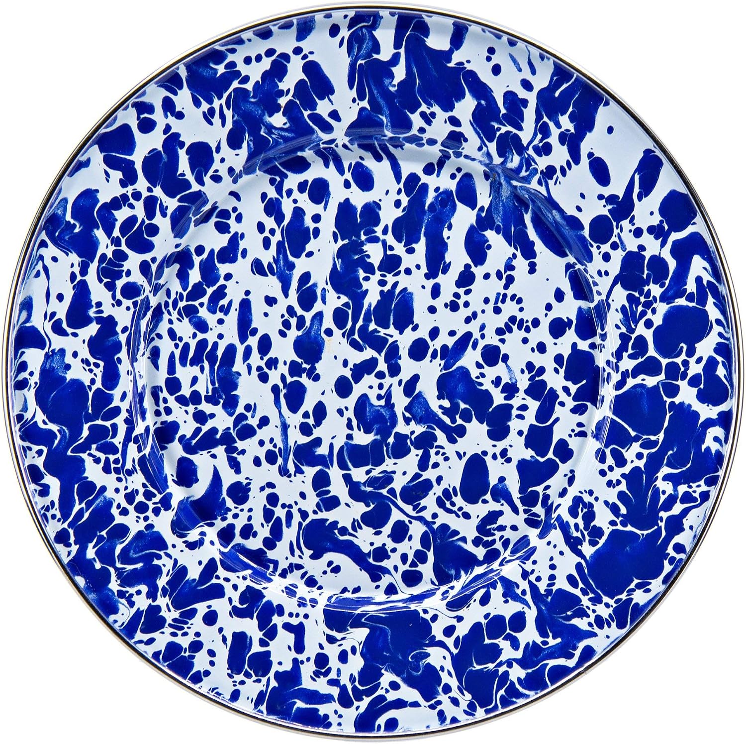 Golden Rabbit Enamelware Sandwich Plates, 8.5 inch, Cobalt Swirl, Set of 4