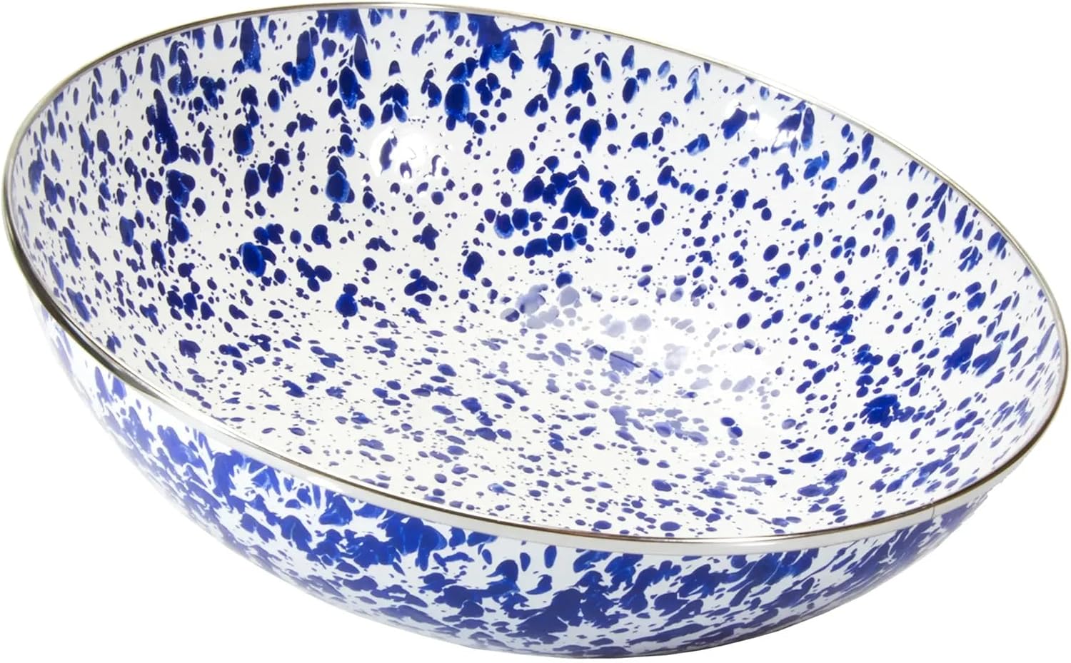 Golden Rabbit Enamelware Catering Bowl, 5 quart, Cobalt Swirl