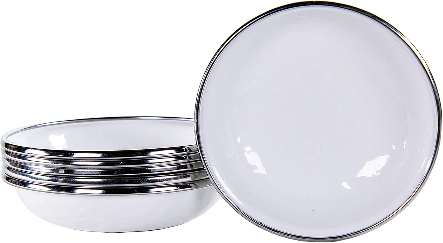 Golden Rabbit Enamelware Tasting Dish Bowls, 4 ounce, Solid White Textured, Set of 6
