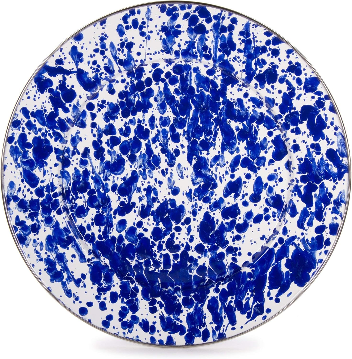 Golden Rabbit Enamelware Chargers, 12.5 inch, Cobalt Swirl, Set of 2