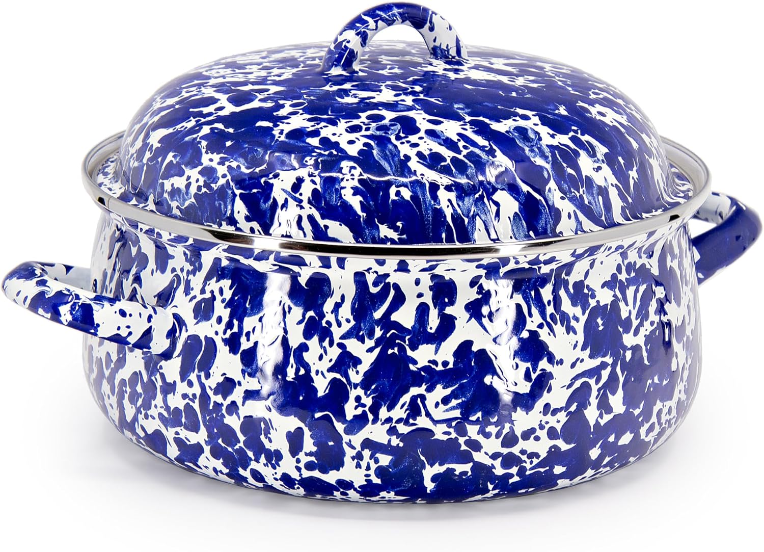 Golden Rabbit Enamelware Dutch Oven, 4 quart, Cobalt Swirl