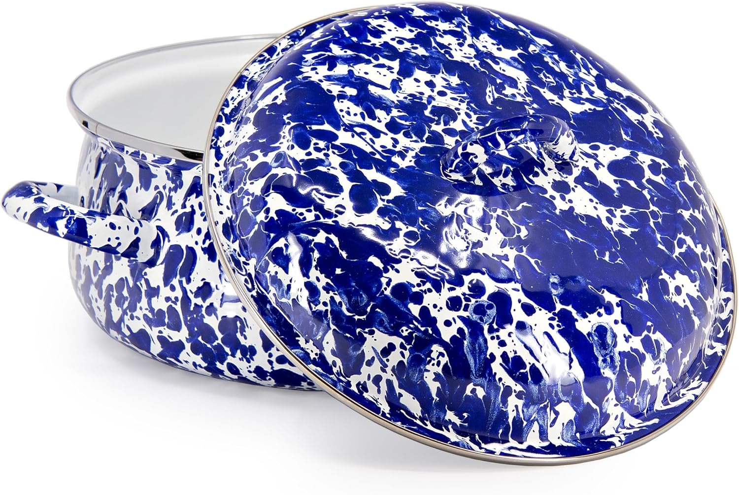 Golden Rabbit Enamelware Dutch Oven, 4 quart, Cobalt Swirl