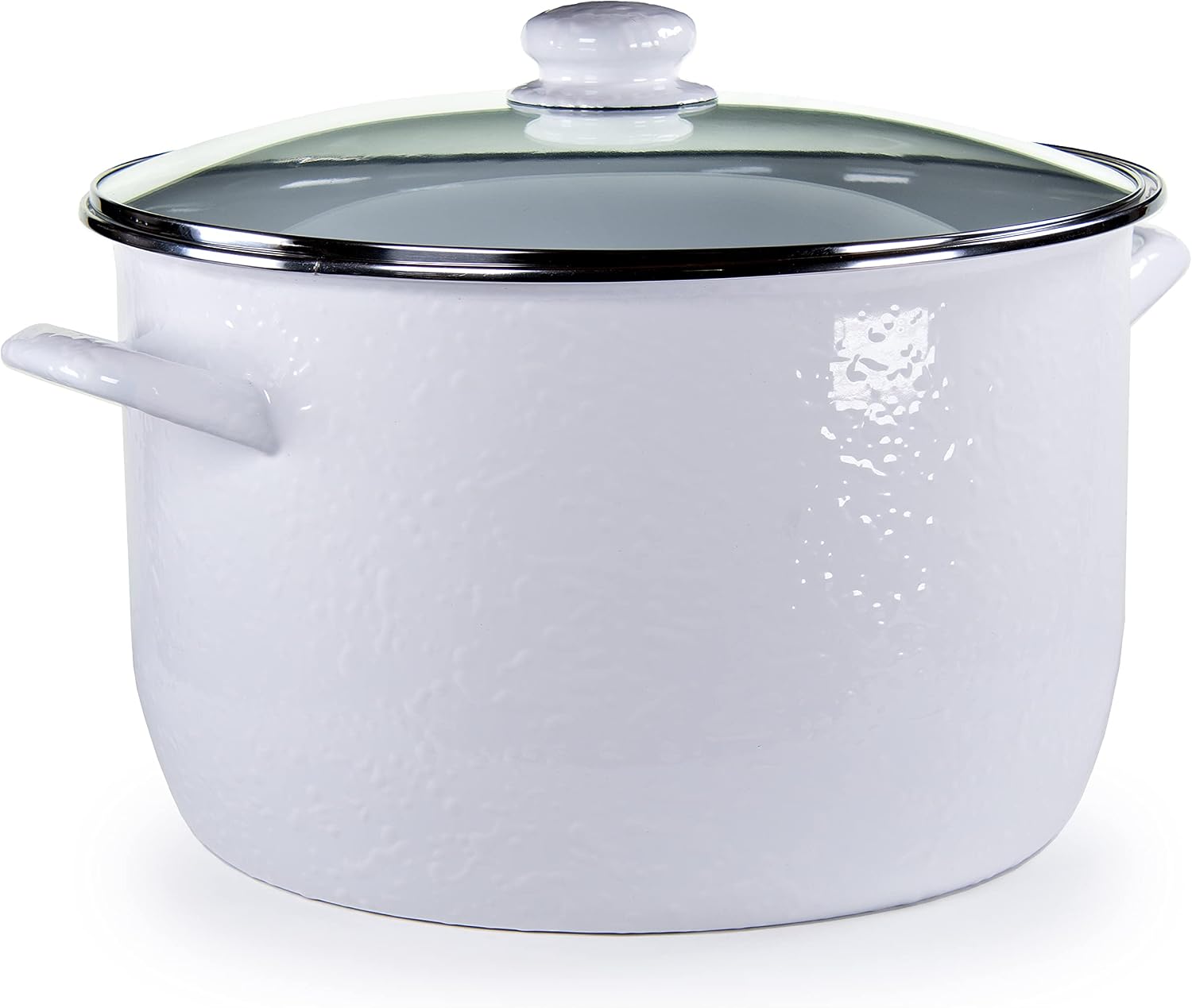Golden Rabbit Enamelware Soup or Stock Pot, 18 quart, Solid White Textured