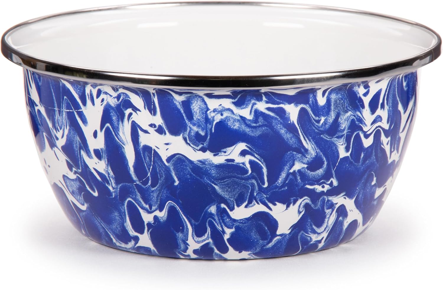 Golden Rabbit Enamelware Salad Bowls, 24 ounce, Cobalt Swirl, Set of 4