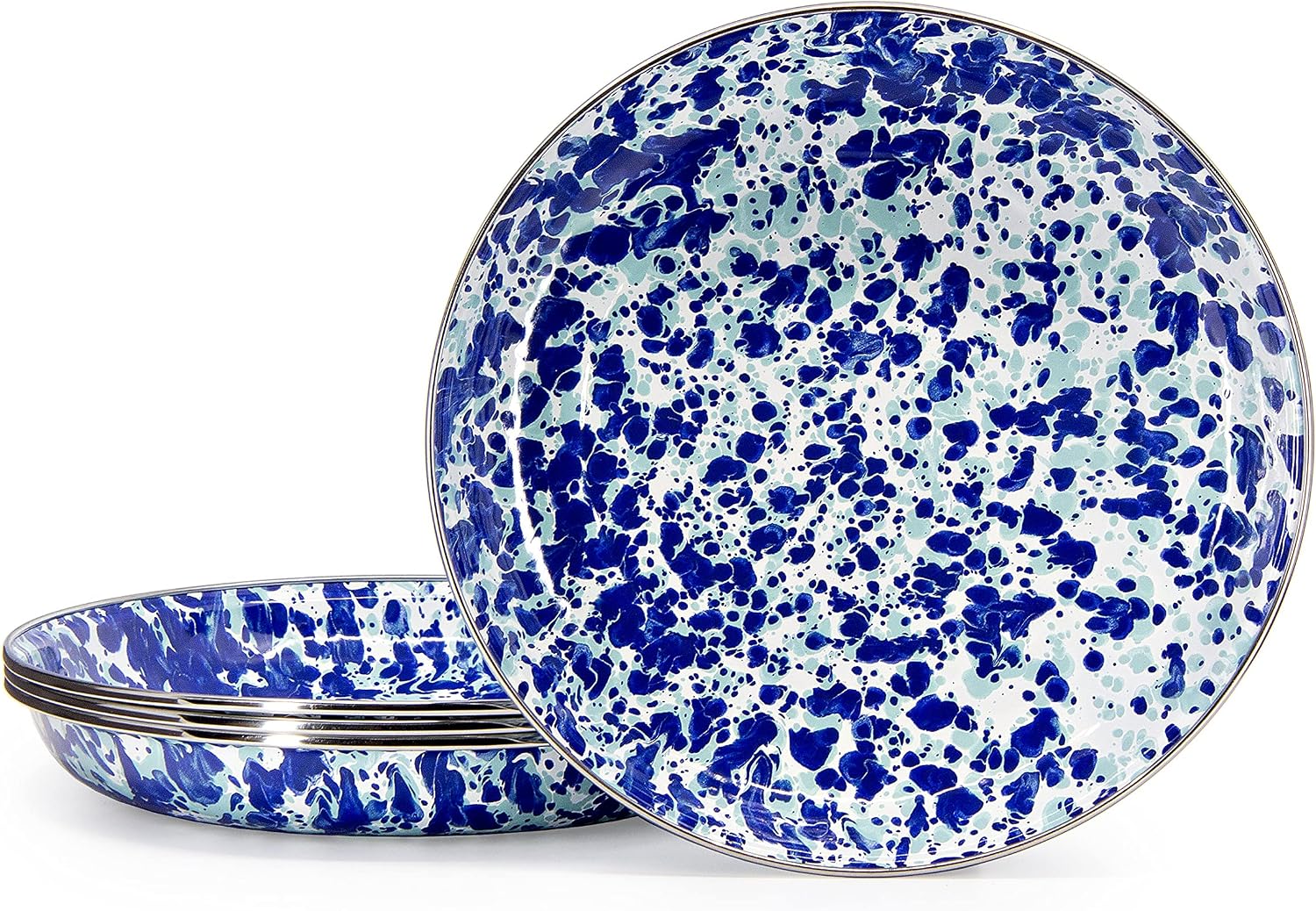 Golden Rabbit Enamelware Pasta Plates, 10 inch, Ocean, Set of 4