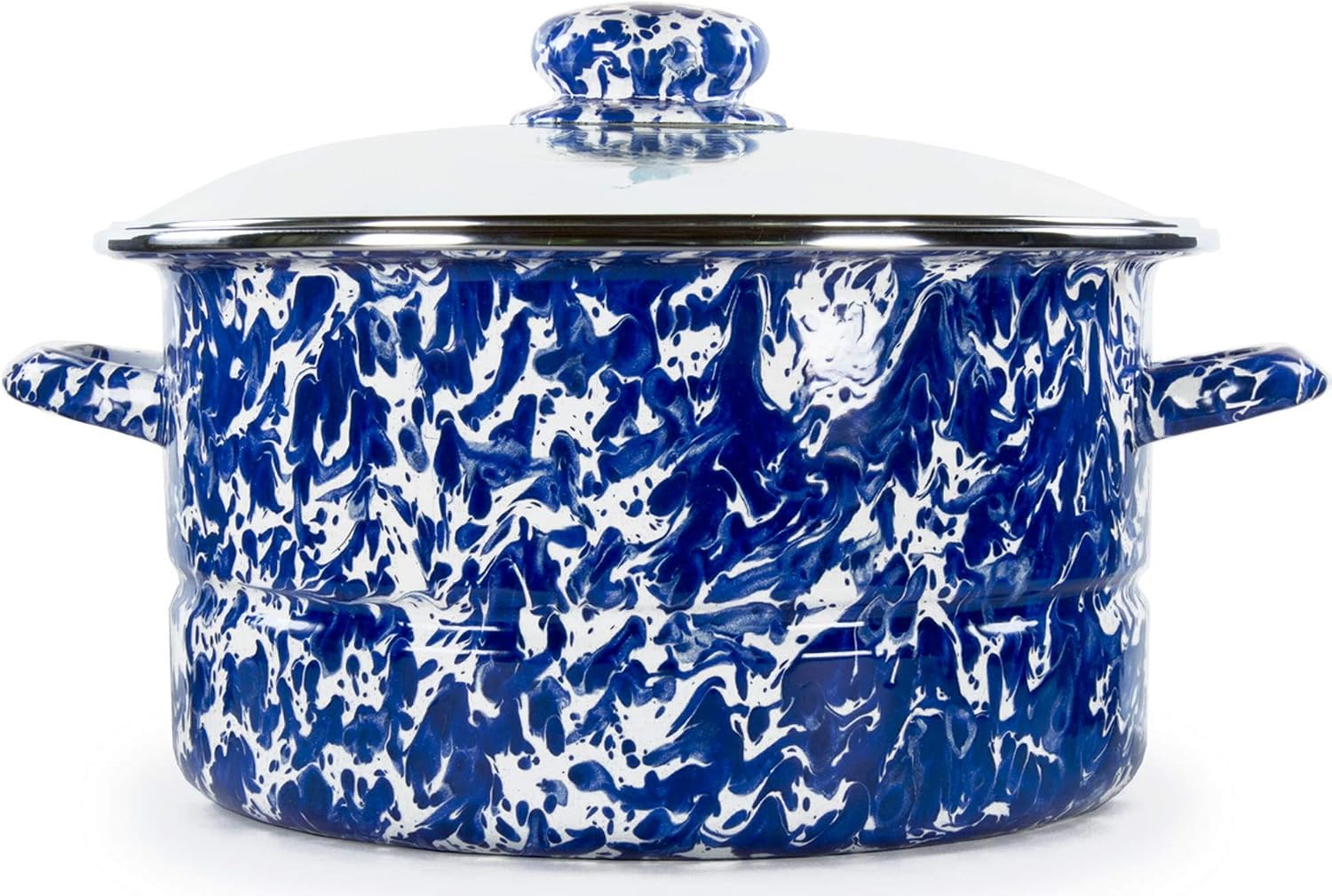 Golden Rabbit Enamelware Soup or Stock Pot, 6 quart, Cobalt Swirl
