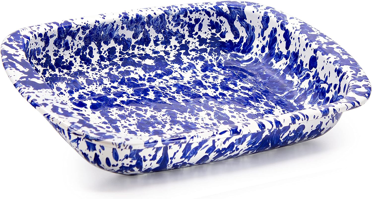 Golden Rabbit Enamelware Baking Pan, 3 quart, Cobalt Swirl
