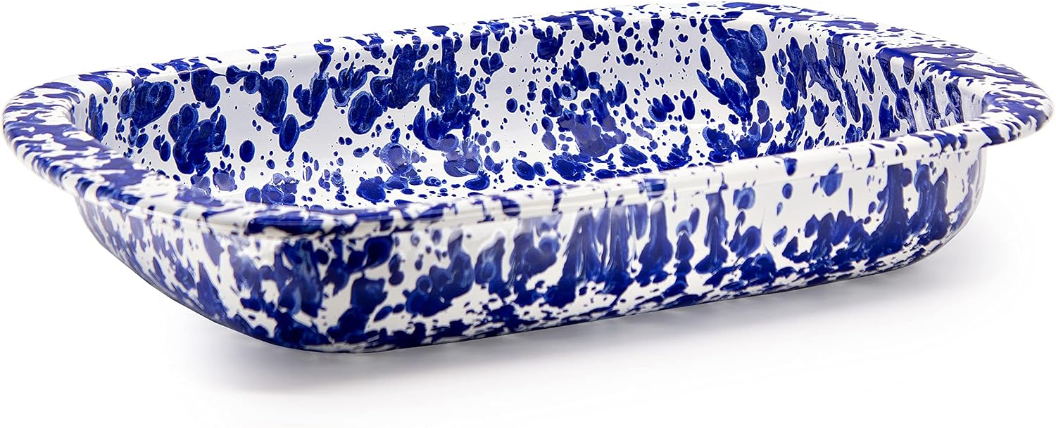 Golden Rabbit Enamelware Baking Pan, 3 quart, Cobalt Swirl