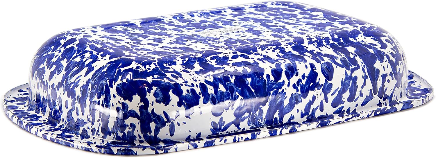 Golden Rabbit Enamelware Baking Pan, 3 quart, Cobalt Swirl