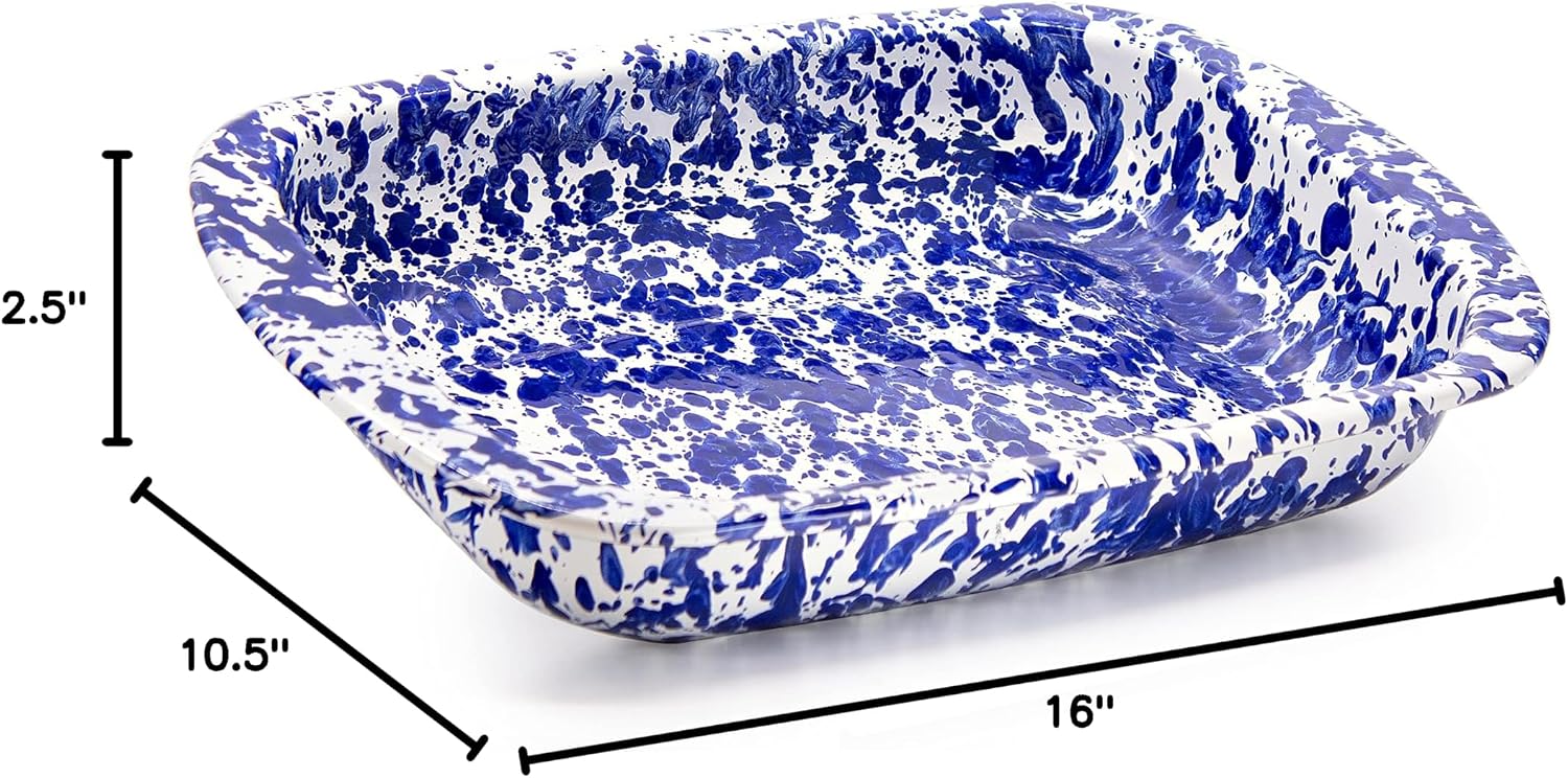 Golden Rabbit Enamelware Baking Pan, 3 quart, Cobalt Swirl