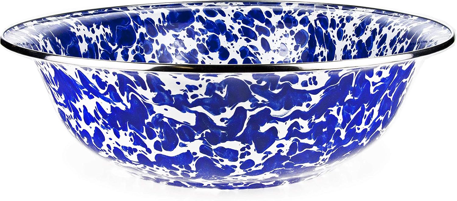 Golden Rabbit Enamelware Serving Basin, 4 quart, Cobalt Swirl