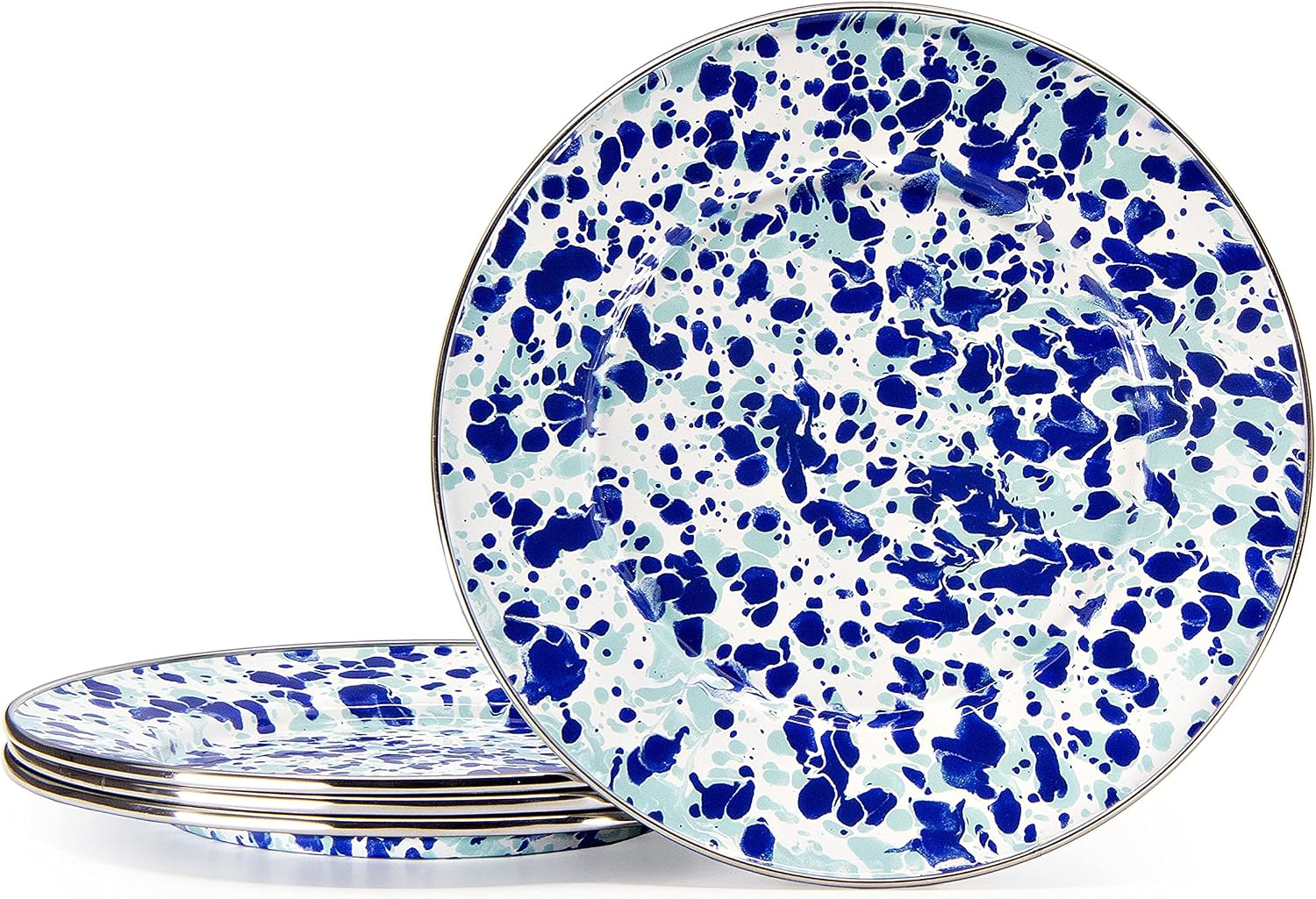 Golden Rabbit Enamelware Sandwich Plates, 8.5 inch, Ocean, Set of 4