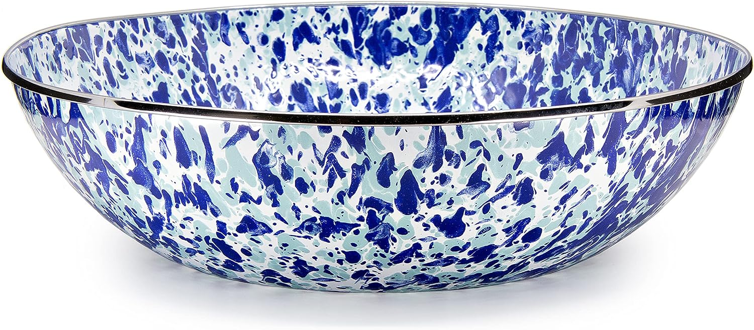 Golden Rabbit Enamelware Catering Bowl, 5 quart, Ocean