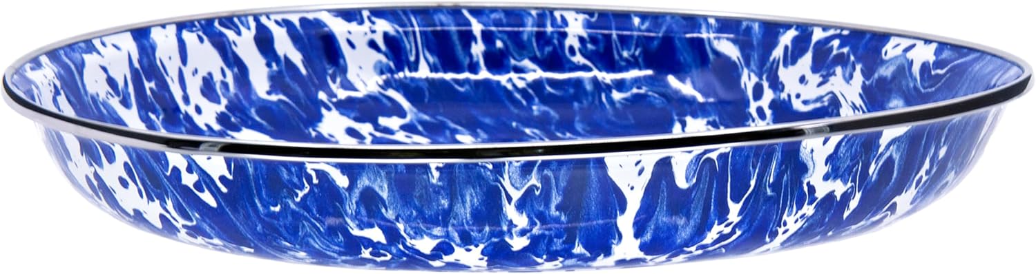Golden Rabbit Enamelware 12-piece Dinnerware Set, Cobalt Swirl