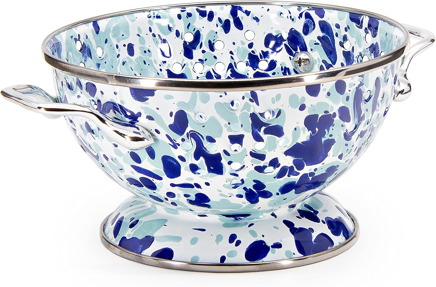 Golden Rabbit Enamelware Petite Colander, 1 quart, Ocean