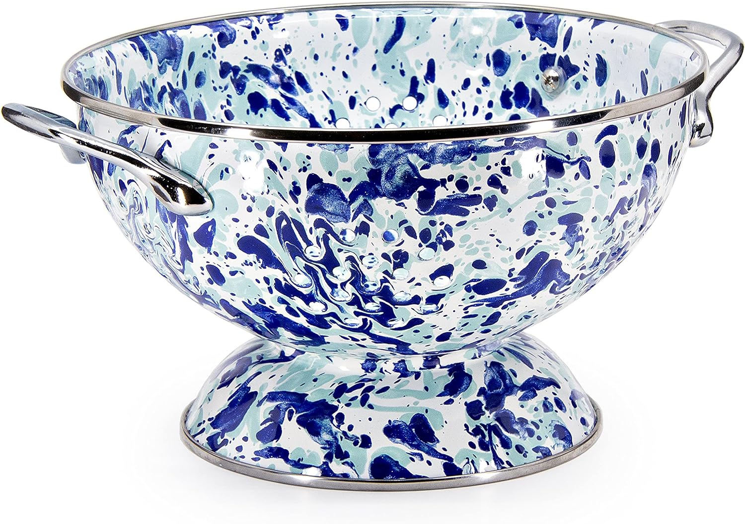 Golden Rabbit Enamelware Medium Colander, 3 quart, Ocean