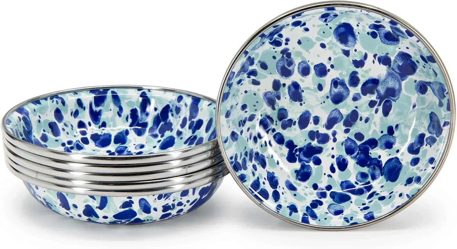 Golden Rabbit Enamelware Tasting Dish Bowls, 4 ounce, Ocean, Set of 6
