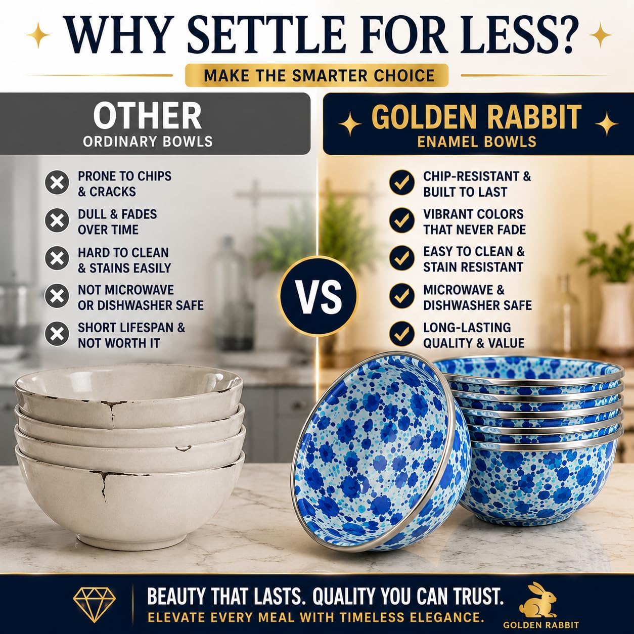 Golden Rabbit Enamelware Tasting Dish Bowls, 4 ounce, Ocean, Set of 6
