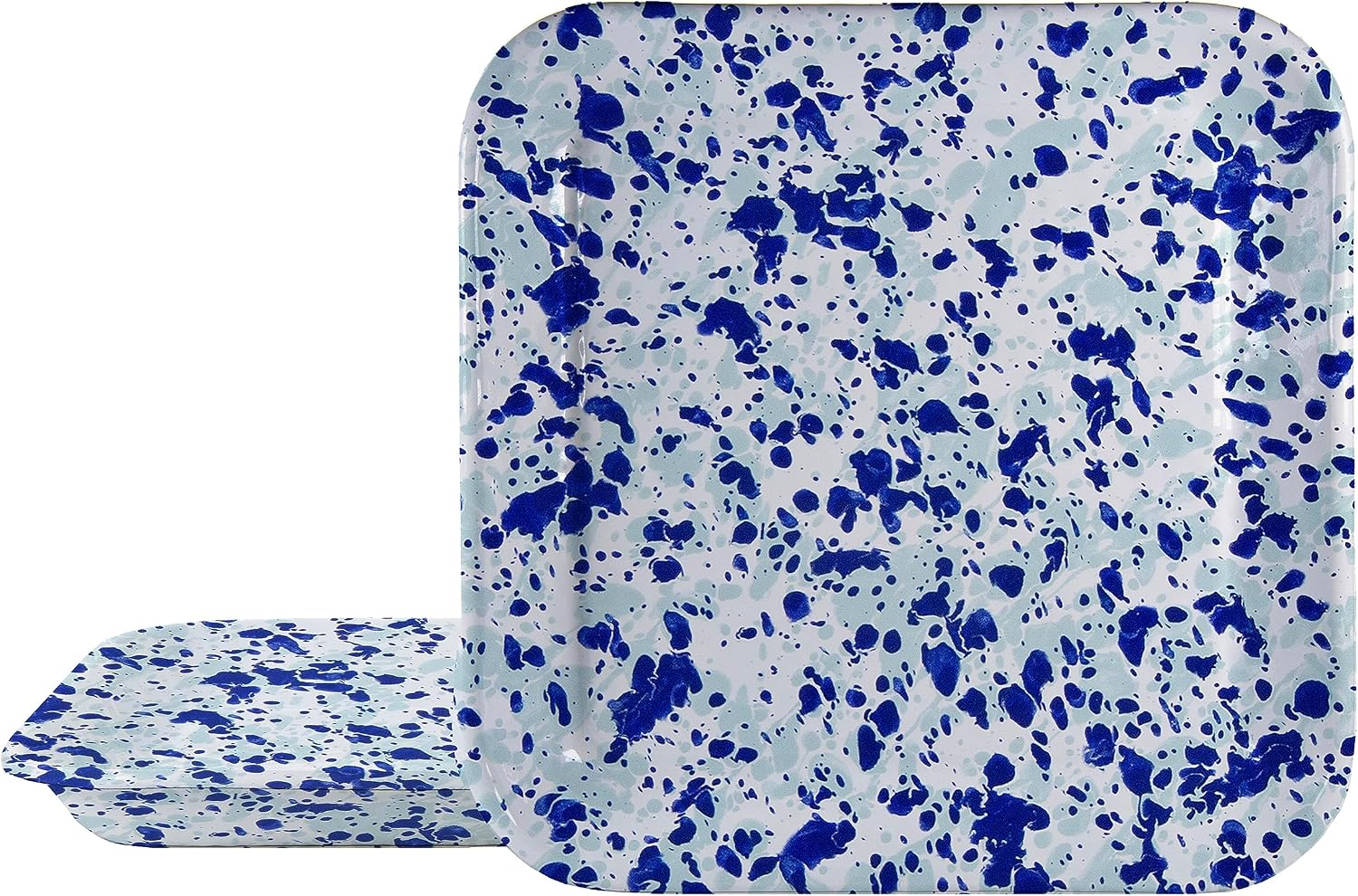 Golden Rabbit Enamelware Square Plates, 10.5 inch, Ocean, Set of 2