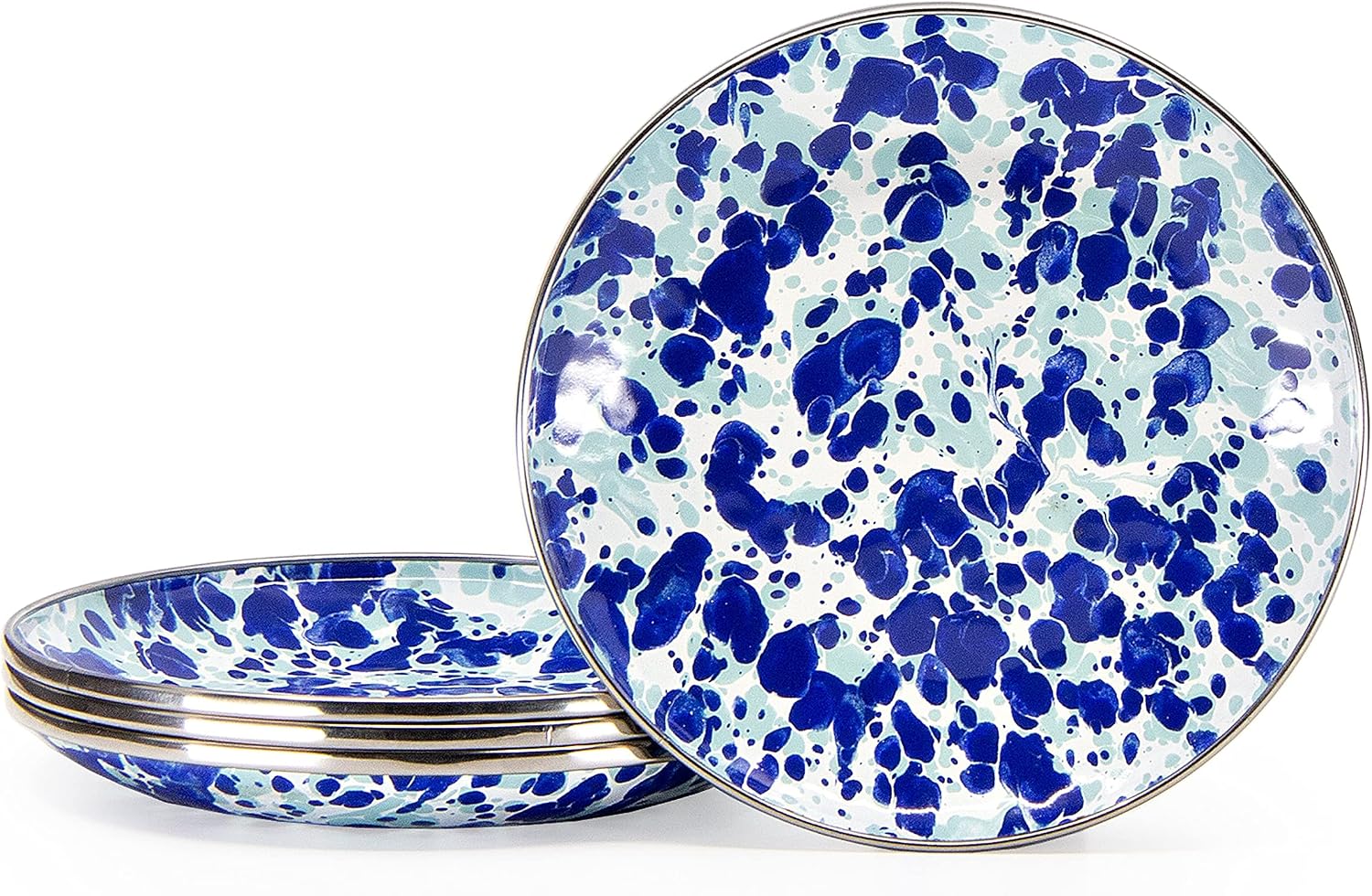 Golden Rabbit Enamelware Appetizer Plates, 6 inch, Ocean, Set of 4