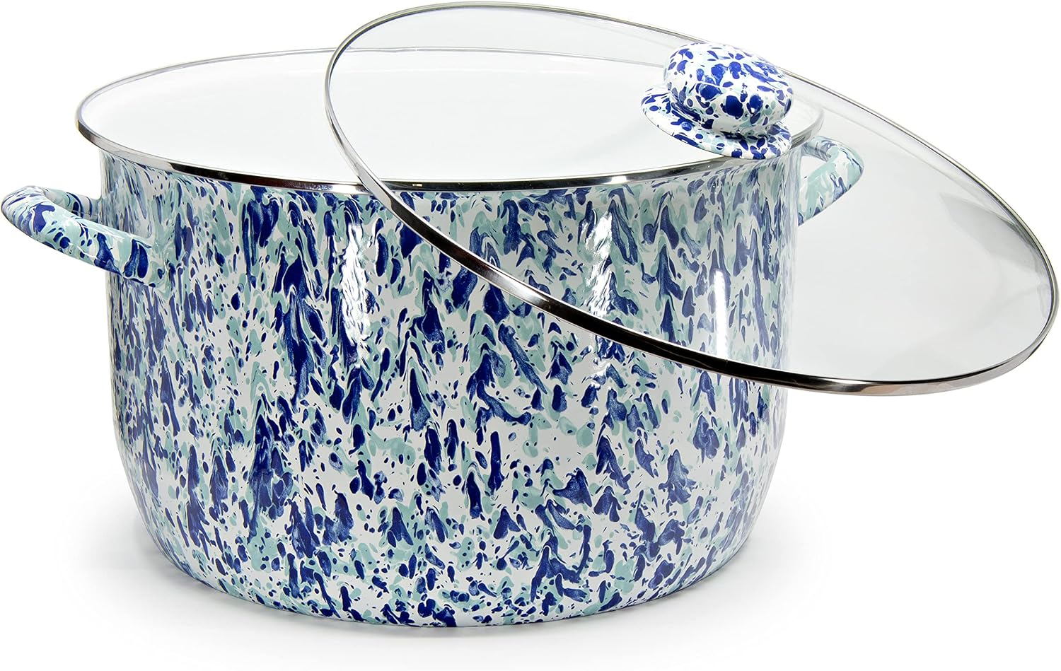 Golden Rabbit Enamelware Soup or Stock Pot, 18 quart, Ocean
