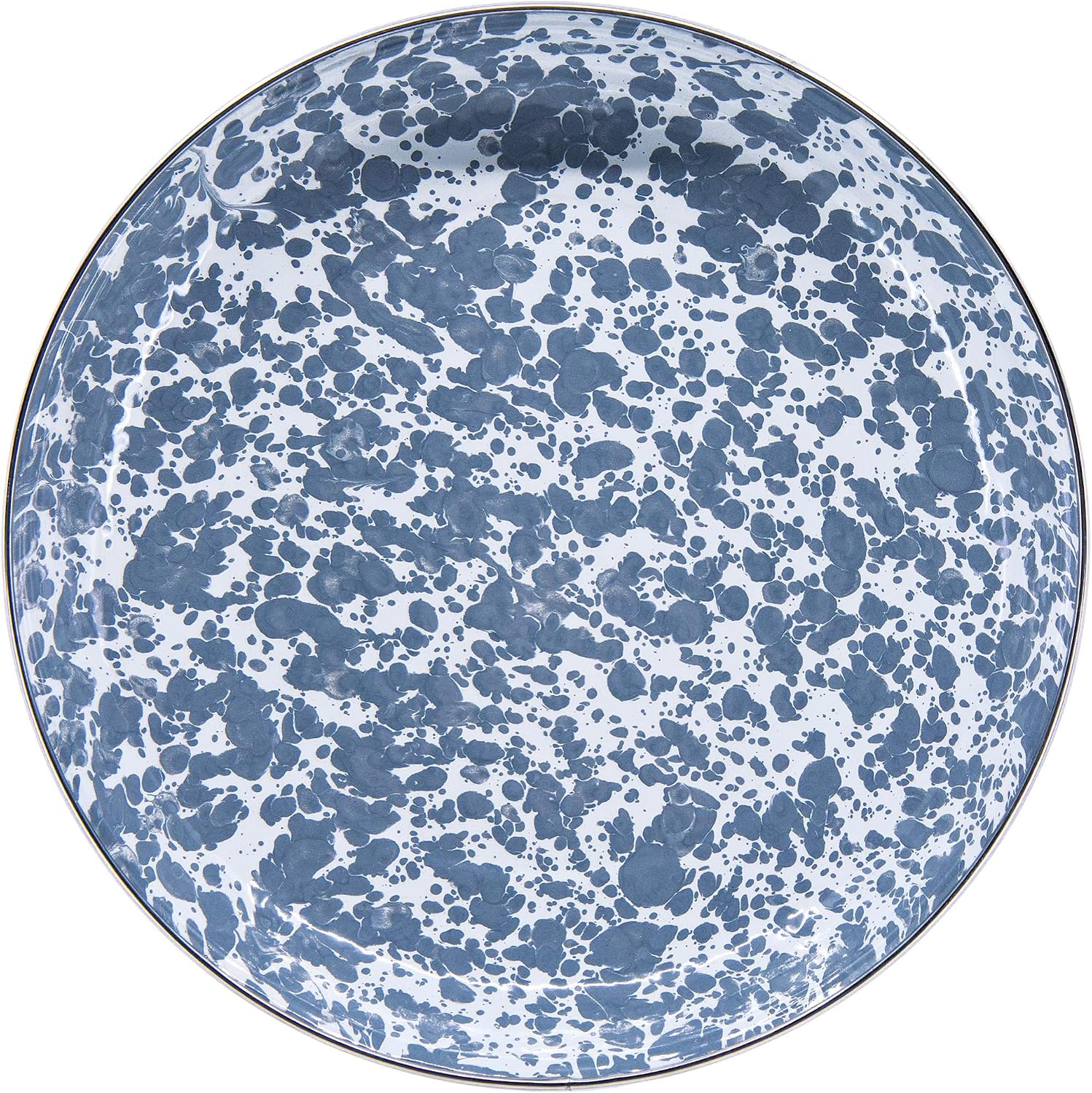 Golden Rabbit Enamelware Pasta Plates, 10 inch, Grey Swirl, Set of 4