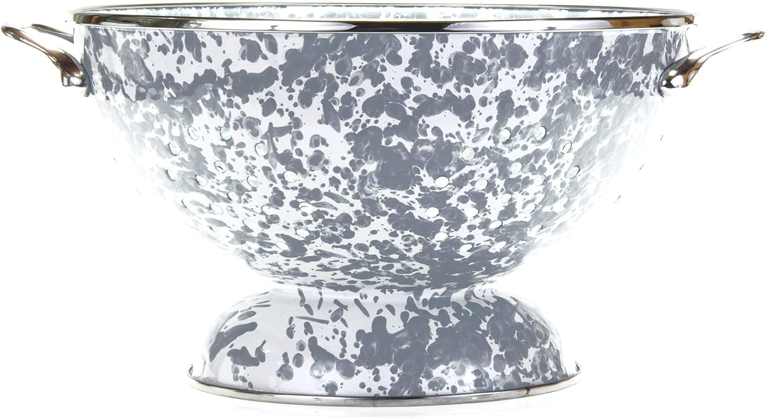 Golden Rabbit Enamelware Large Colander, 5 quart, Grey Swirl