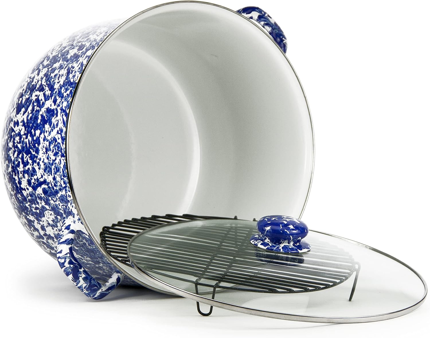 Golden Rabbit Enamelware Soup or Stock Pot, 18 quart, Cobalt Swirl
