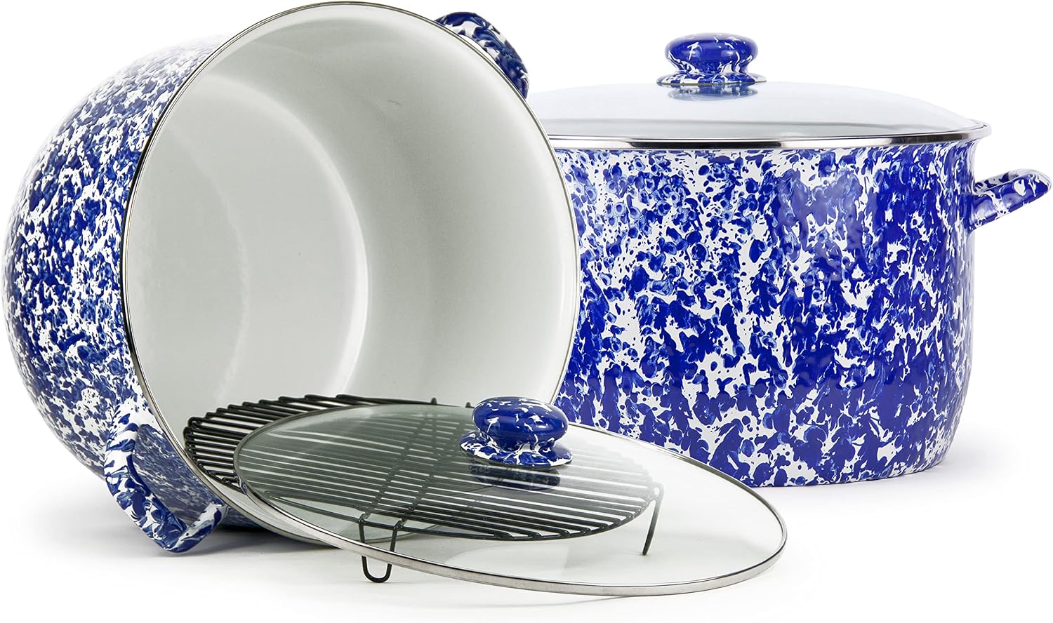Golden Rabbit Enamelware Soup or Stock Pot, 18 quart, Cobalt Swirl