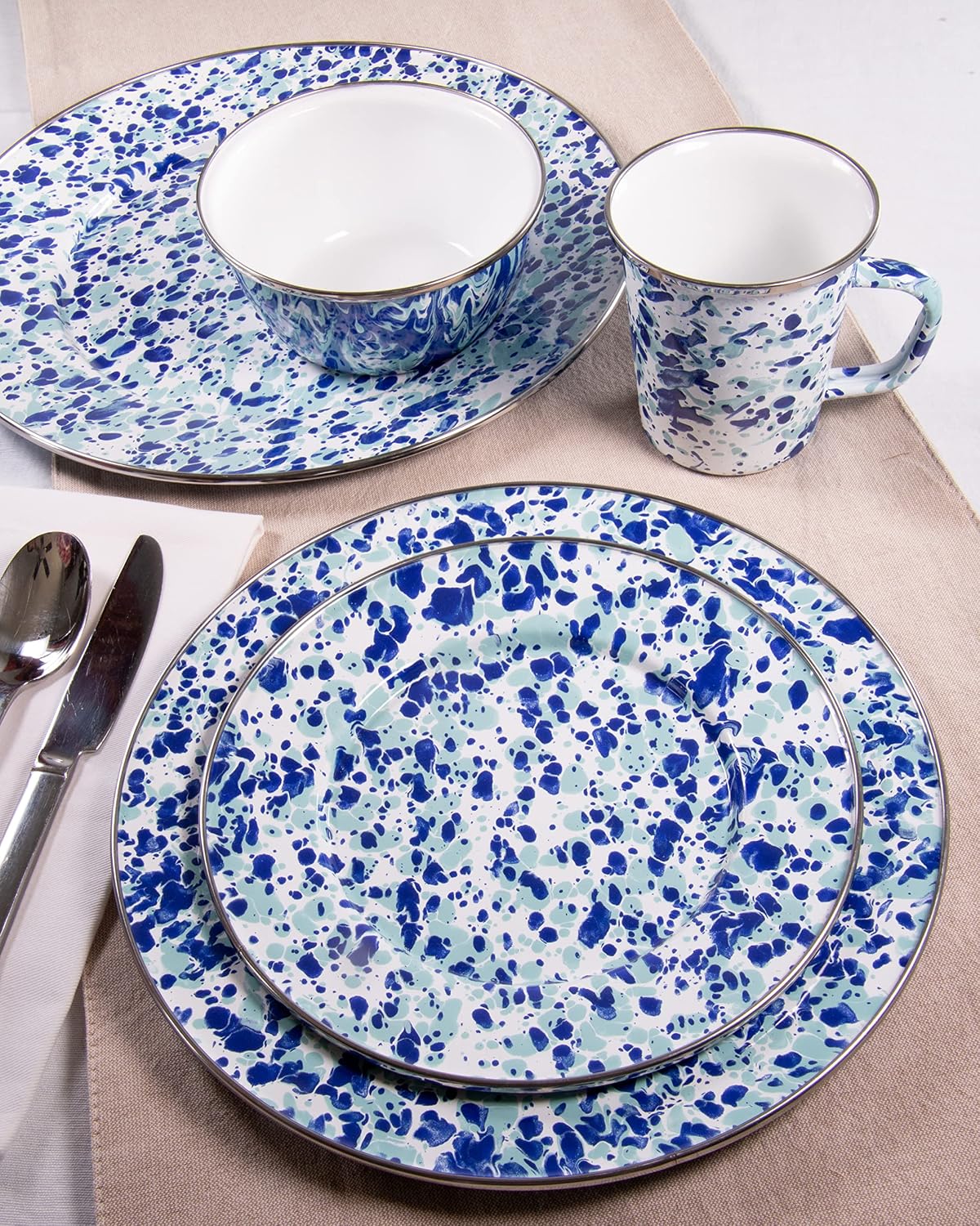Golden Rabbit Enamelware - Set of 3 Colanders (Ocean)