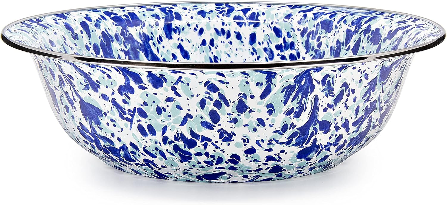 Golden Rabbit Enamelware Serving Basin, 4 quart, Ocean