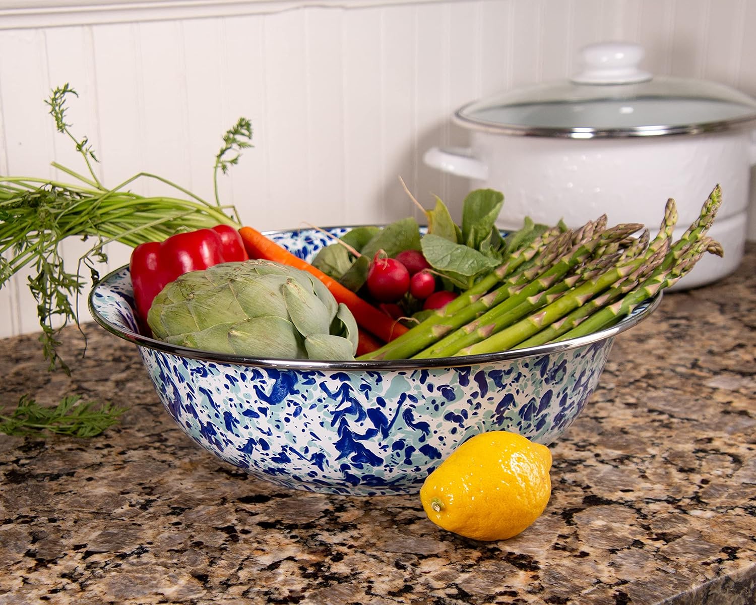 Golden Rabbit Enamelware Serving Basin, 4 quart, Ocean
