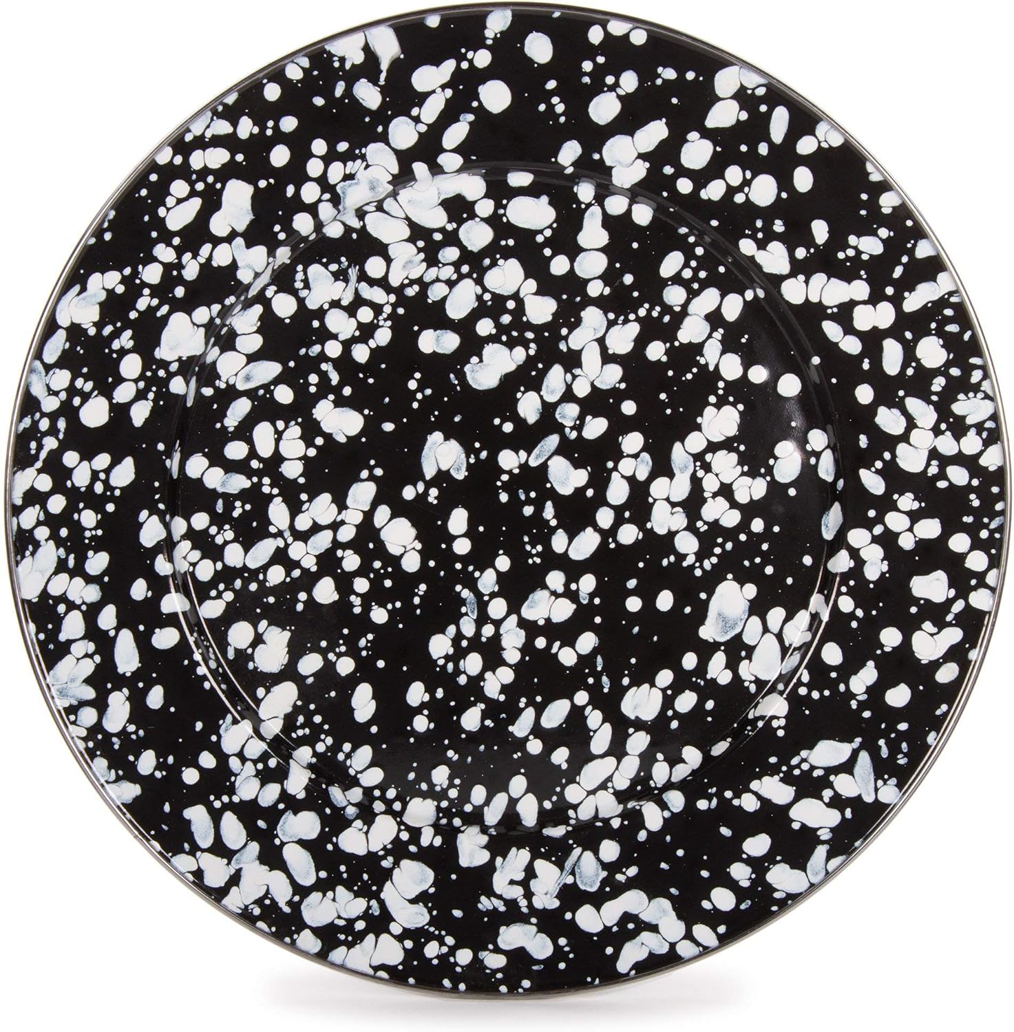 Golden Rabbit Enamelware Chargers, 12.5 inch, Black Swirl, Set of 2