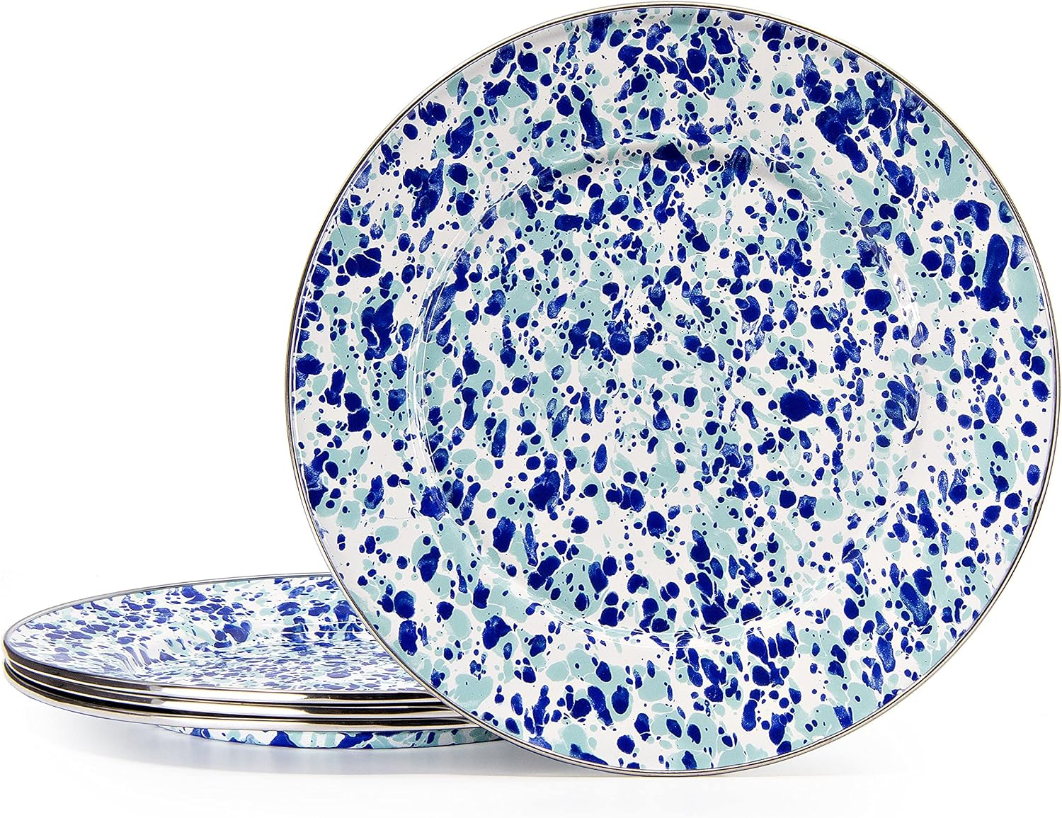Golden Rabbit Enamelware Dinner Plates, 10.5 inch, Ocean, Set of 4