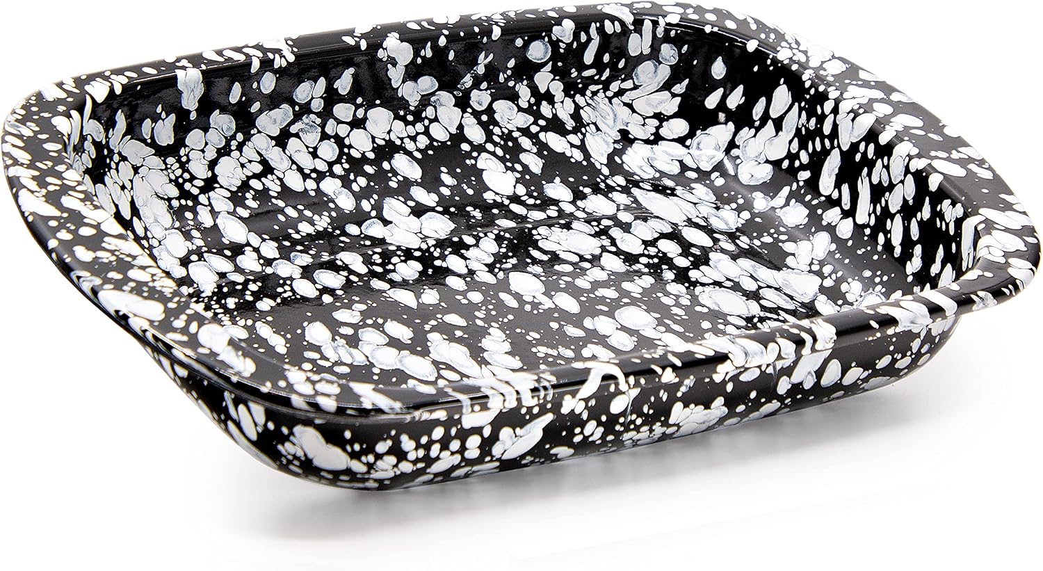 Golden Rabbit Enamelware Baking Pan, 3 quart, Black Swirl