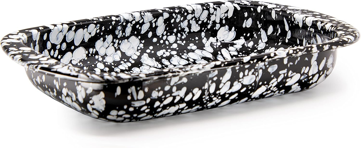 Golden Rabbit Enamelware Baking Pan, 3 quart, Black Swirl