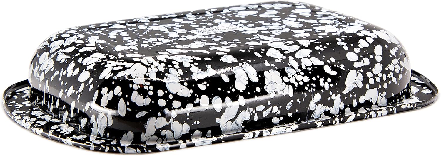 Golden Rabbit Enamelware Baking Pan, 3 quart, Black Swirl