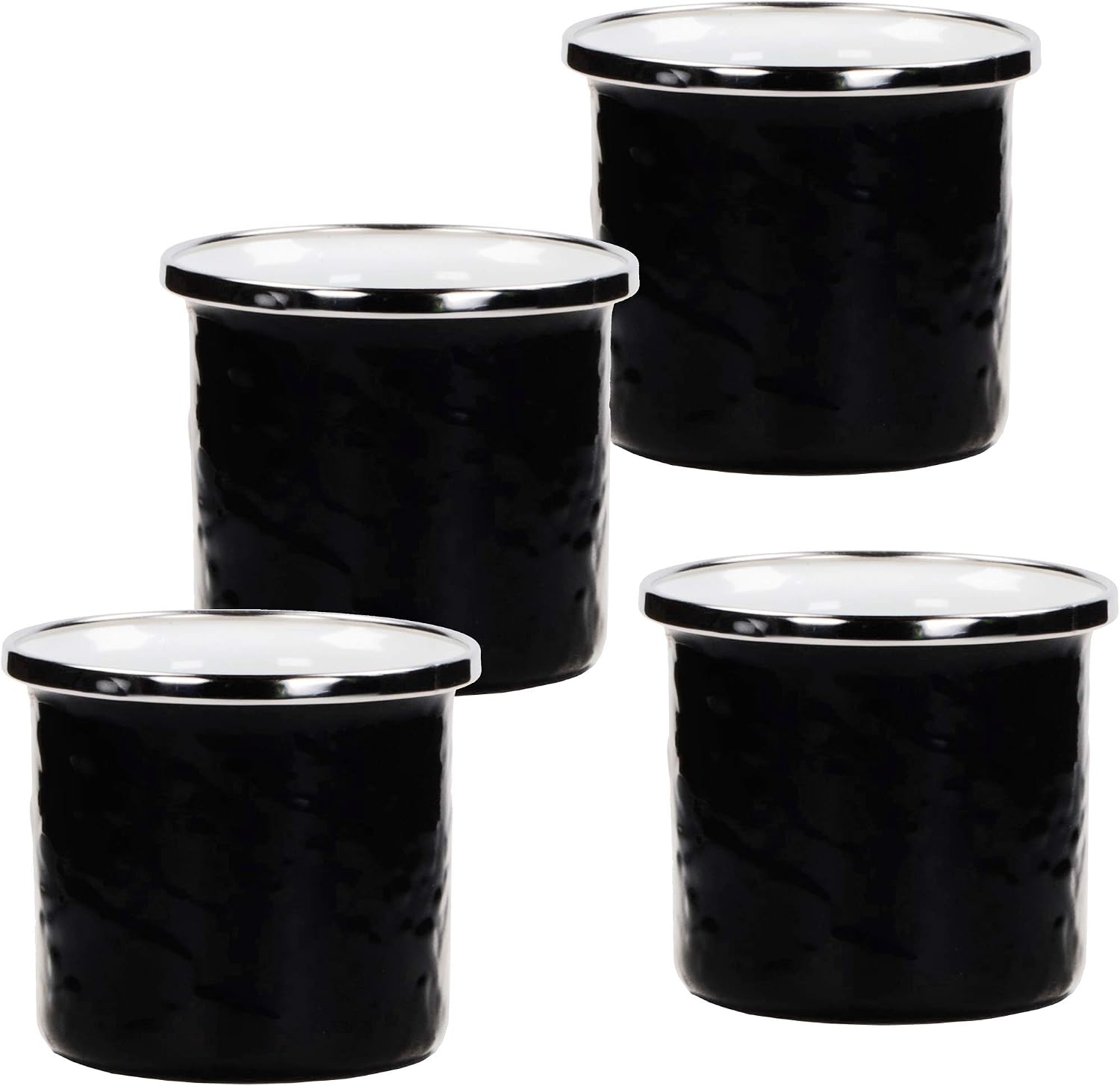 Golden Rabbit Enamelware Ramekins, 4 ounce, Solid Black Textured, Set of 4