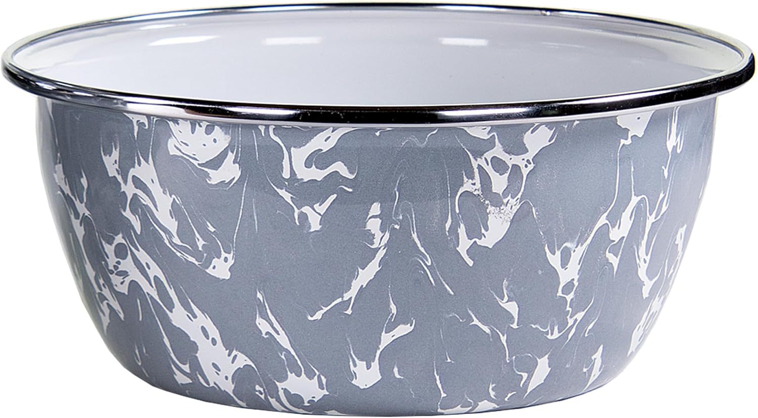 Golden Rabbit Enamelware Salad Bowls, 24 ounce, Grey Swirl, Set of 4