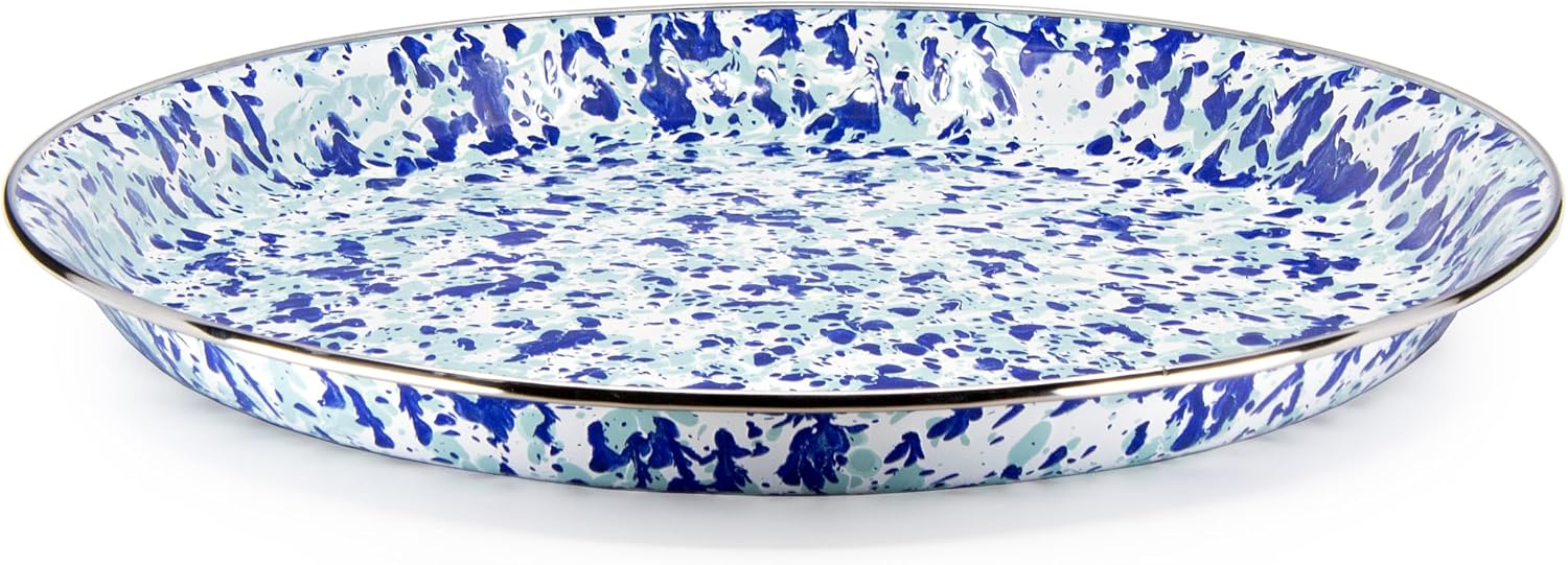 Golden Rabbit Enamelware Medium Tray, 15.5 inch, Ocean