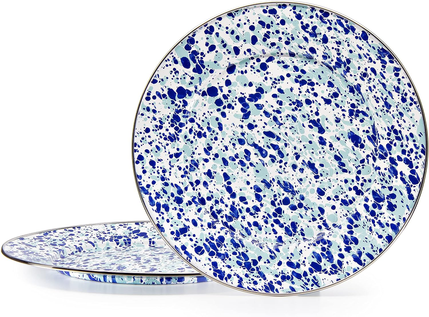 Golden Rabbit Enamelware Chargers, 12.5 inch, Ocean, Set of 2