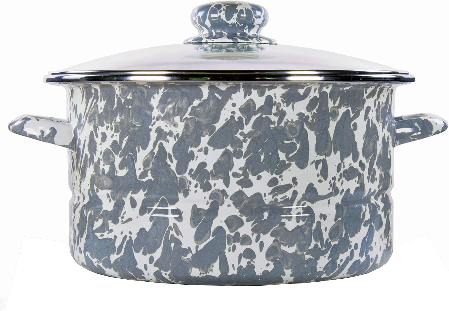 Golden Rabbit Enamelware Soup or Stock Pot, 6 quart, Grey Swirl