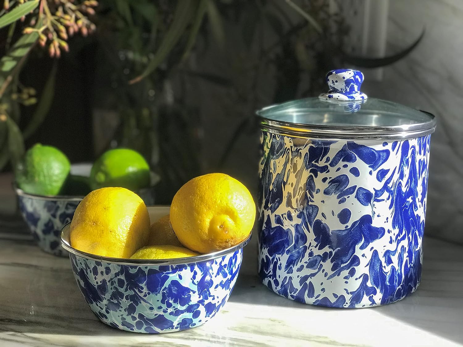 Golden Rabbit Enamelware Salad Bowls, 24 ounce, Ocean, Set of 4