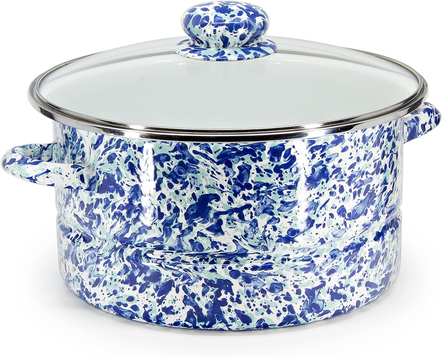 Golden Rabbit Enamelware Soup or Stock Pot, 6 quart, Ocean