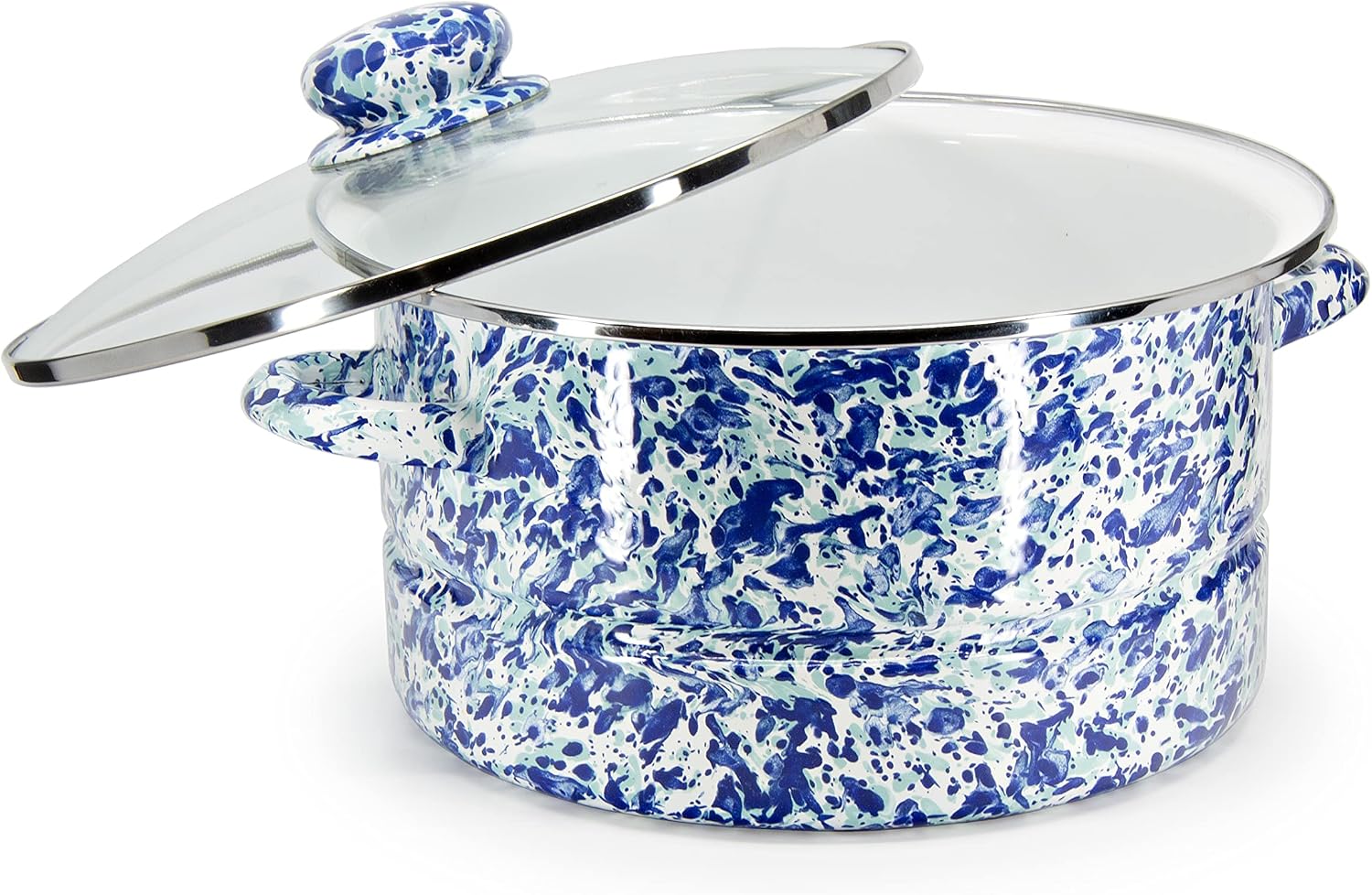 Golden Rabbit Enamelware Soup or Stock Pot, 6 quart, Ocean
