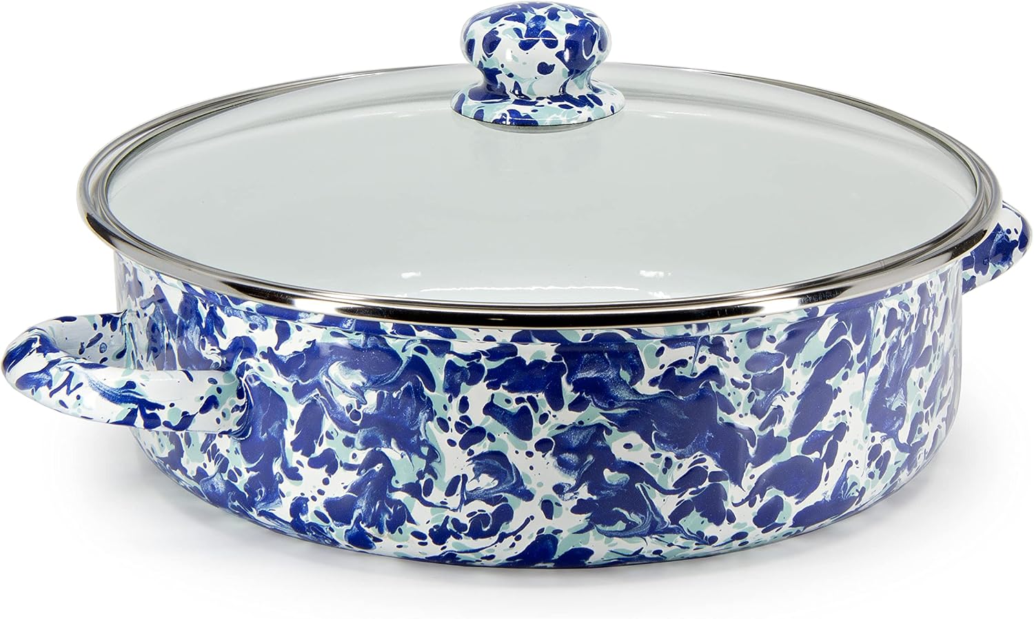 Golden Rabbit Enamelware Saute Pan, 3 quart, Ocean