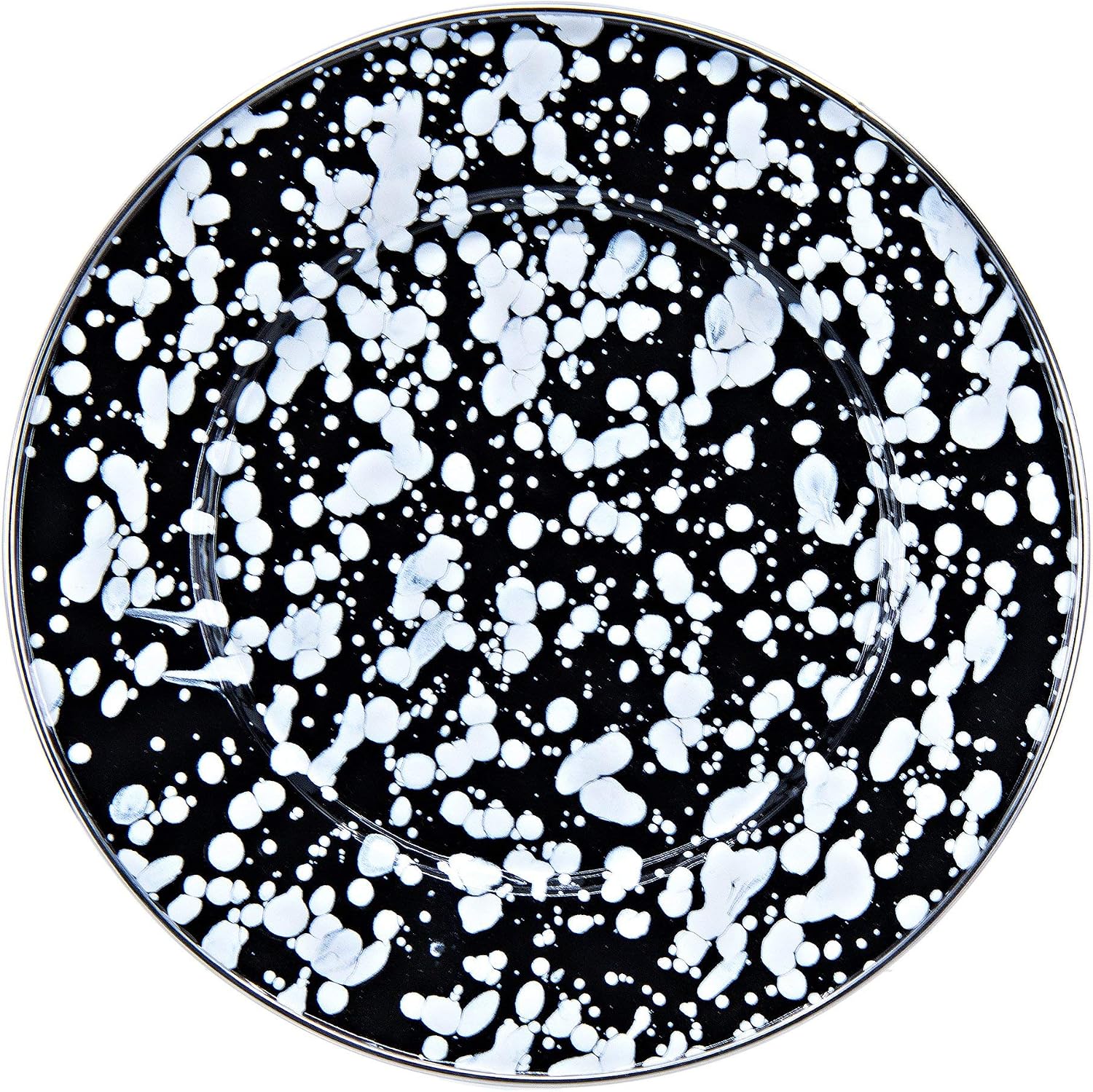 Golden Rabbit Enamelware Sandwich Plates, 8.5 inch, Black Swirl, Set of 4