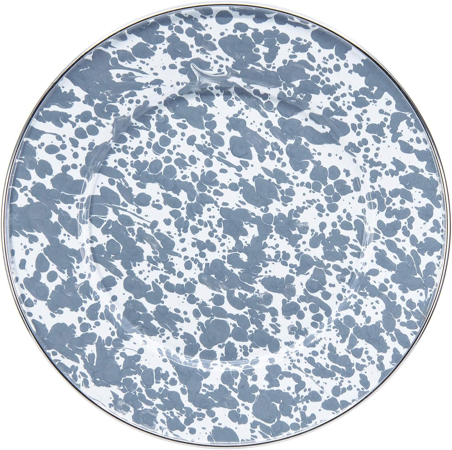 Golden Rabbit Enamelware Sandwich Plates, 8.5 inch, Grey Swirl, Set of 4